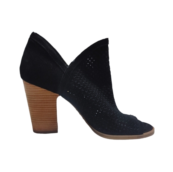 Lucky Brand Black Suede Leather Peep Toe High Heel Bootie Women's Size 9.5 - Picture 2 of 9